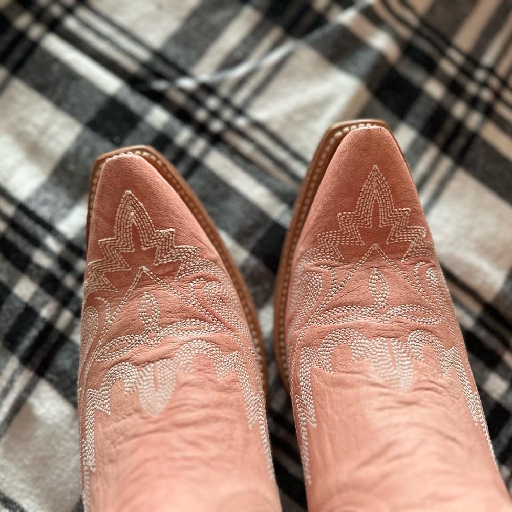 Pink Ankle Boots with Embroidered Design - Picture 13 of 16